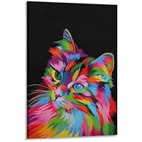 Amazon.co.jp: 猫の抽象画素晴らしい絵画 ポスター アートパネル